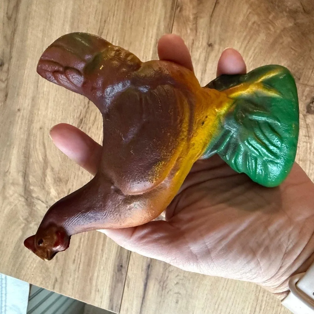 Vintage Cast Iron Hen Chicken Coin Bank Farmhouse Decor Brown Green 5.5